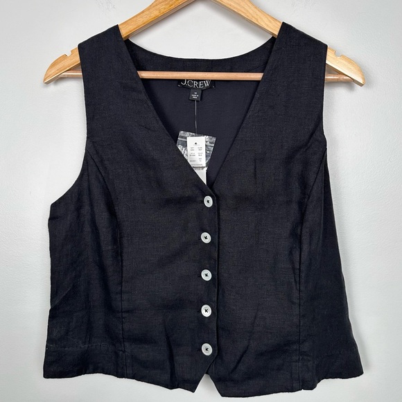 J. Crew Slim-fit linen vest Black Size 10 NEW BY698 - Picture 4 of 10